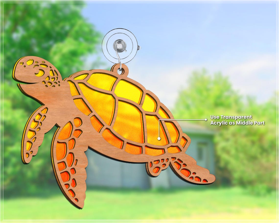 Sea Turtle Suncatcher Svg | Ocean Turtle Laser Sun Catcher | Window ...