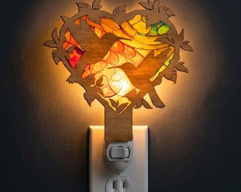 Love Heart Hummingbird Night Light Svg | Laser Cut File | Lamp Template | Digital Download | SVG PDF DXF