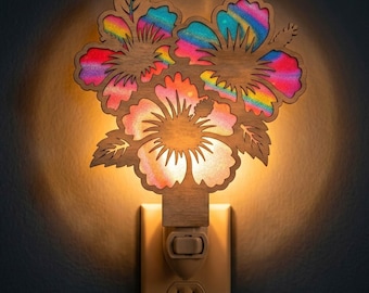 Tropical Flower Night Light SVG | Floral Beach Lamp Laser Cut File | Tropical LED Night Light | Digital Download | Svg Pdf Dxf