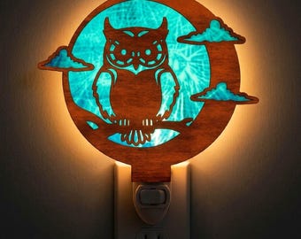 Owl Moon Night Light Svg | Laser Cut File | Lamp Template | Digital Download | SVG PDF DXF