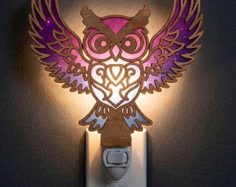 Flying Owl Night Light Svg | Laser Cut File | Lamp Template | Digital Download | SVG PDF DXF