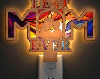 Best Mom Ever Night Light SVG | Mother's Day Lamp Laser Cut File | Mom LED Night Light | Digital Download | Svg Pdf Dxf