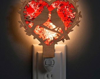 Love Heart Cardinal Night Light Svg | Laser Cut File | Lamp Template | Digital Download | SVG PDF DXF