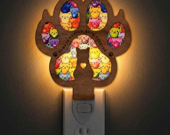 Cat Paw Night Light Svg | Laser Cut File | Lamp Template | Digital Download | Svg Pdf Dxf