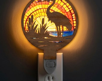 Round Crane Night Light Svg | Laser Cut File | Lamp Template | Digital Download | SVG PDF DXF