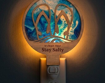 Flip-Flops Beach Night Light SVG | Tropical Beach Lamp Laser Cut File | Coastal LED Night Light | Digital Download | Svg Pdf Dxf