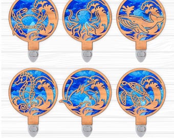 Sea Animal Night Light Bundle SVG | Ocean Animal Lamp Laser Cut Files | Coastal LED Light Pack | Digital Download | Svg Pdf Dxf