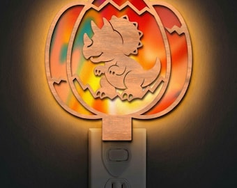 Triceratops Night Light SVG | Dinosaur Lamp Laser Cut File | Dino LED Night Light Template | Digital Download | Svg Pdf Dxf
