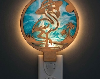 Standing Flamingo Night Light SVG | Flamingo Lamp Laser Cut File | Tropical Bird LED Night Light | Digital Download | Svg Pdf Dxf