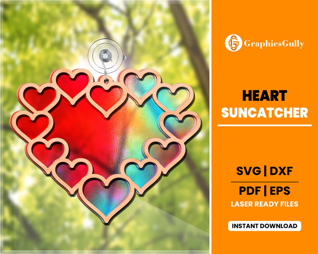 Hearts Suncatcher Laser Cut Acrylic Suncatcher Ornament for Decor
