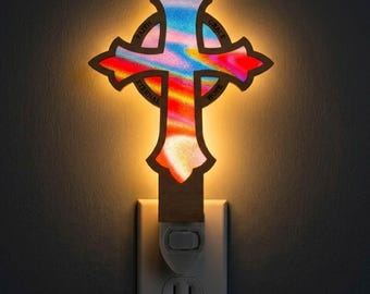 Cross Night Light SVG | Christian Cross Lamp Laser Cut File | Religious Lamp Template | Digital Download | Svg Pdf Dxf