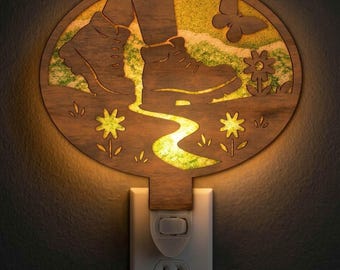 Hiking Boots Night Light SVG | Adventure Hiking Lamp Laser Cut File | Outdoor LED Light | Digital Download | Svg Pdf Dxf