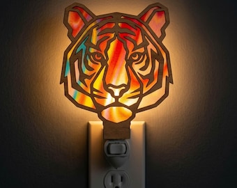 Geometric Tiger Night Light Svg | Laser Cut File | Lamp Template | Digital Download | Svg Pdf Dxf