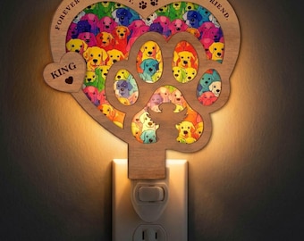 Heart Dog Paw Night Light Svg | Laser Cut File | Lamp Template | Digital Download | Svg Pdf Dxf