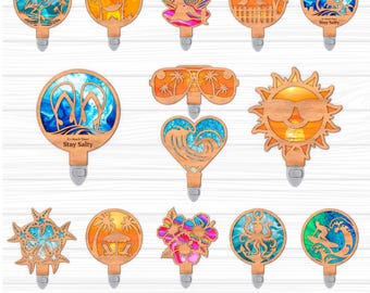 14 Summer Beach-Themed Night Light Bundle SVG | Coastal Lamp Laser Cut Files Pack | Beach LED Night Light | Digital Download | Svg Pdf Dxf