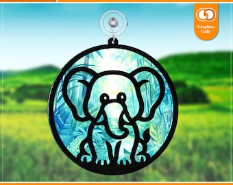 Elephant Suncatcher SVG | Jungle Animal Laser Cut File (Digital Download)