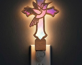 Hummingbird Cross Night Light Svg | Laser Cut File | Lamp Template | Digital Download | SVG PDF DXF