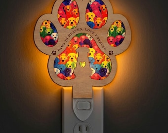 Dog Paw Night Light Svg | Laser Cut File | Lamp Template | Digital Download | Svg Pdf Dxf