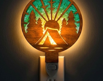 Camping Tent Night Light SVG | Outdoor Adventure Lamp Laser Cut File | LED Camping Light | Digital Download | Svg Pdf Dxf