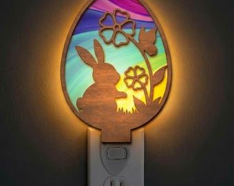 Easter Bunny Flower Night Light SVG | Bunny Floral Lamp Laser Cut File | Easter Lamp Template | Digital Download | Svg Pdf Dxf