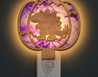 Stegosaurus Night Light SVG | Dinosaur Lamp Laser Cut File | Dino LED Night Light Template | Digital Download | Svg Pdf Dxf