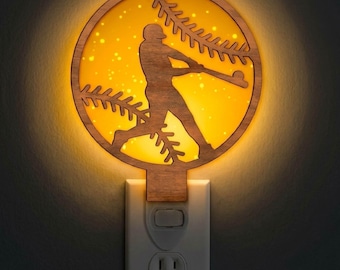 Baseball Player Night Light Svg | Laser Cut File | Lamp Template | Digital Download | SVG PDF DXF