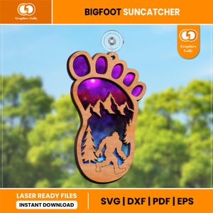 Capteur de soleil Bigfoot | Fenêtre suspendue Sasquatch, Décoration de jardin |  Capteur de soleil en acrylique | Fichier de découpe laser Glowforge | SVG, DXF, PDF |
