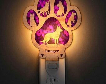 German Shepherd Night Light SVG | GSD Dog Lamp Laser Cut File | Lamp Template | Digital Download | Svg Pdf Dxf