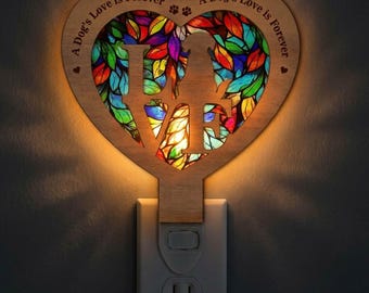Dog Love Night Light SVG | Heart Dog Lamp Laser Cut File | Dog Lover Lamp Template | Digital Download | Svg Pdf Dxf