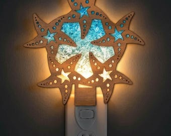 Mandala Starfish Night Light SVG | Coastal Starfish Lamp Laser Cut File | Beach LED Light | Digital Download | Svg Pdf Dxf