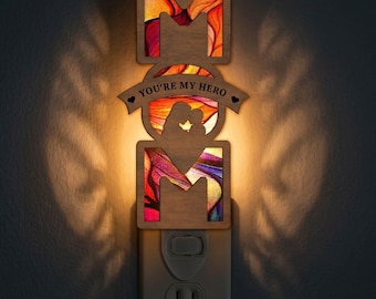 Mothers Day MOM Night Light SVG | Mom Lamp Laser Cut File | Mother Gift Lamp Template | Digital Download | Svg Pdf Dxf