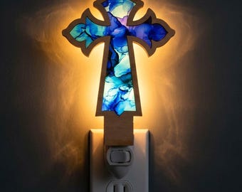 Cross Night Light SVG Design 1 | Christian Cross Lamp Laser Cut File | Religious Lamp Template | Digital Download | Svg Pdf Dxf