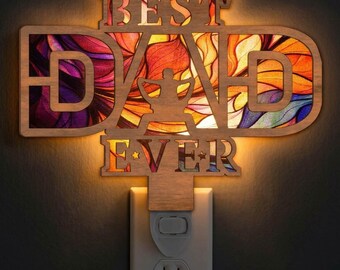 Best Dad Ever Night Light SVG | Father's Day Lamp Laser Cut File | Dad LED Night Light | Digital Download | Svg Pdf Dxf