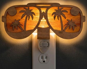 Beach Vibes Sunglasses Night Light SVG | Summer Beach Lamp Laser Cut File | Coastal LED Light | Digital Download | Svg Pdf Dxf