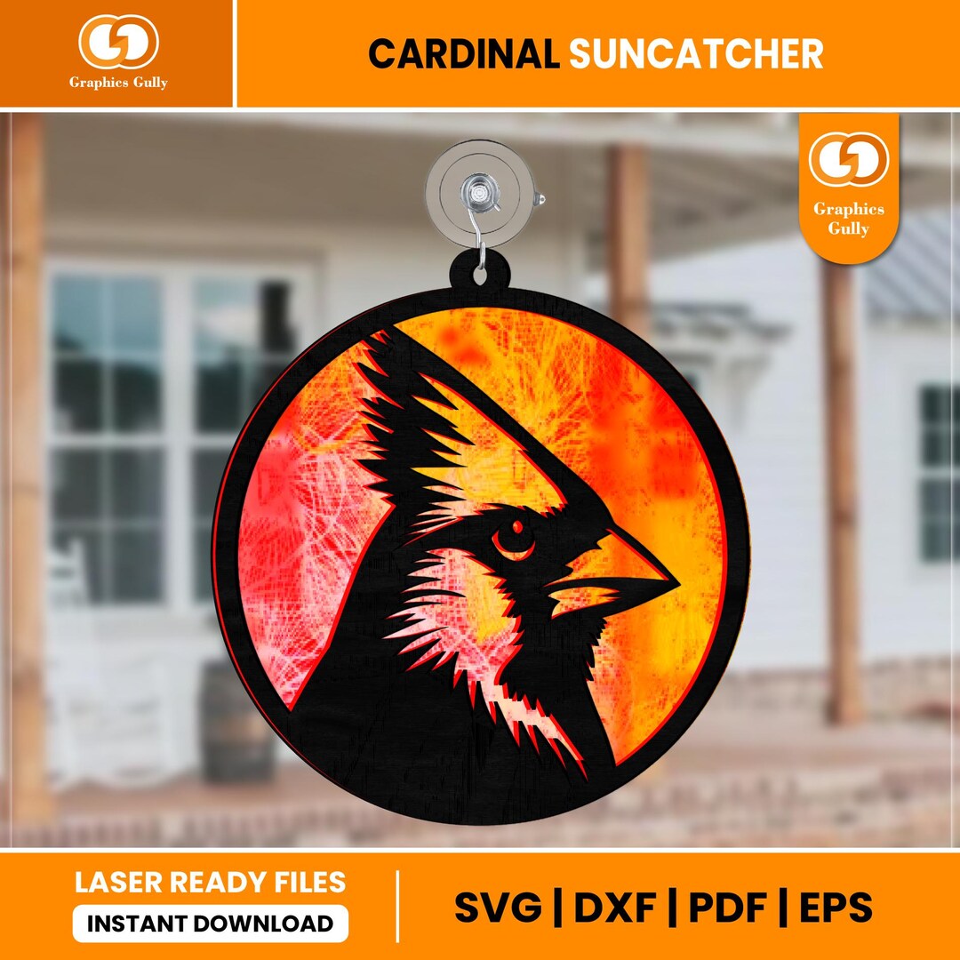 Cardinal Face Suncatcher | Round Wall Art, Window Ornament | Acrylic ...