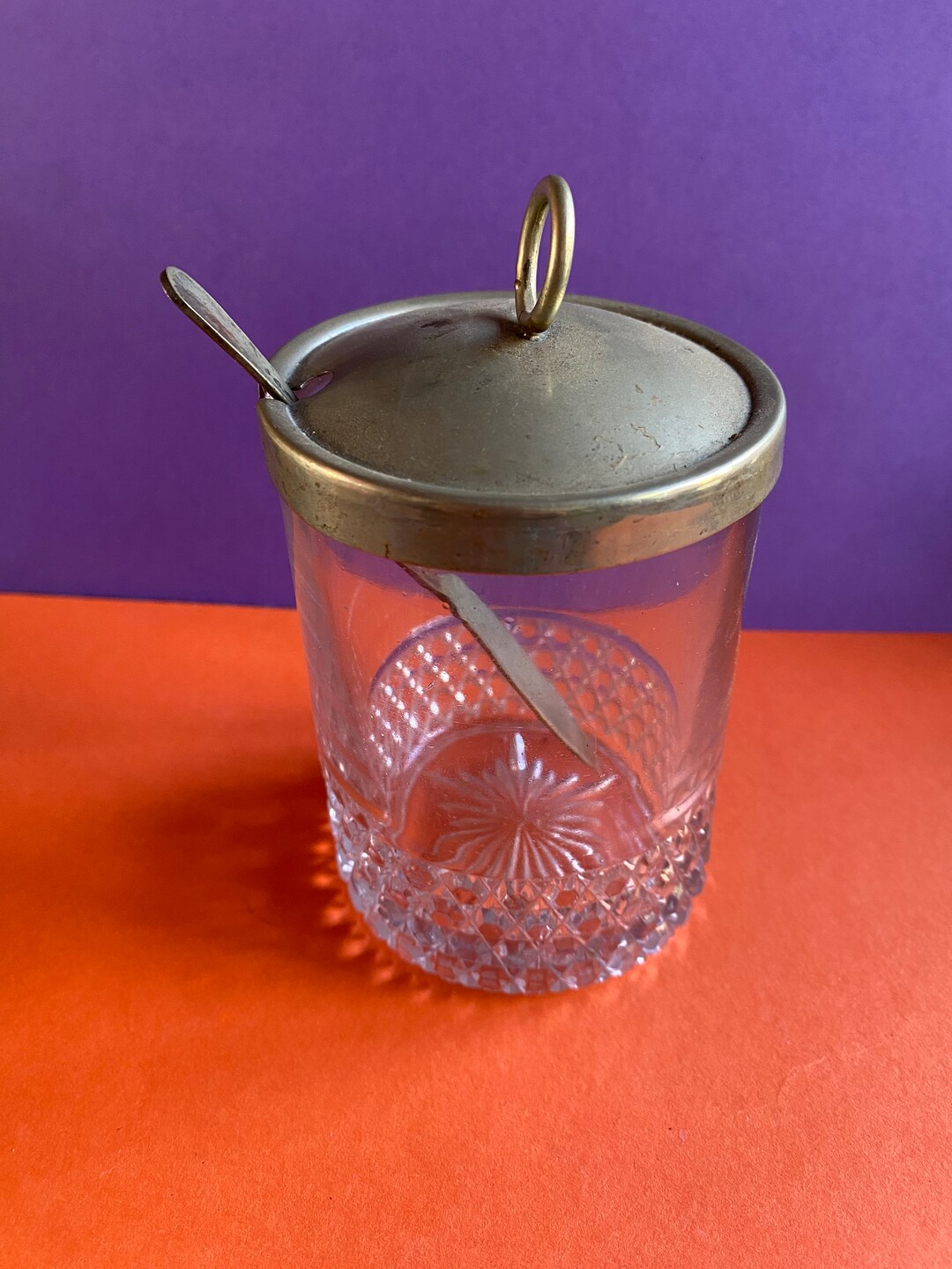 Vintage EPNS and Glass Jam or Preserve Jar With Server Etsy