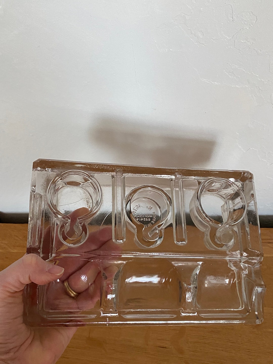 Vintage Pressed Glass Desk Tidy, Very Heavy, Three Ink Wells Etsy