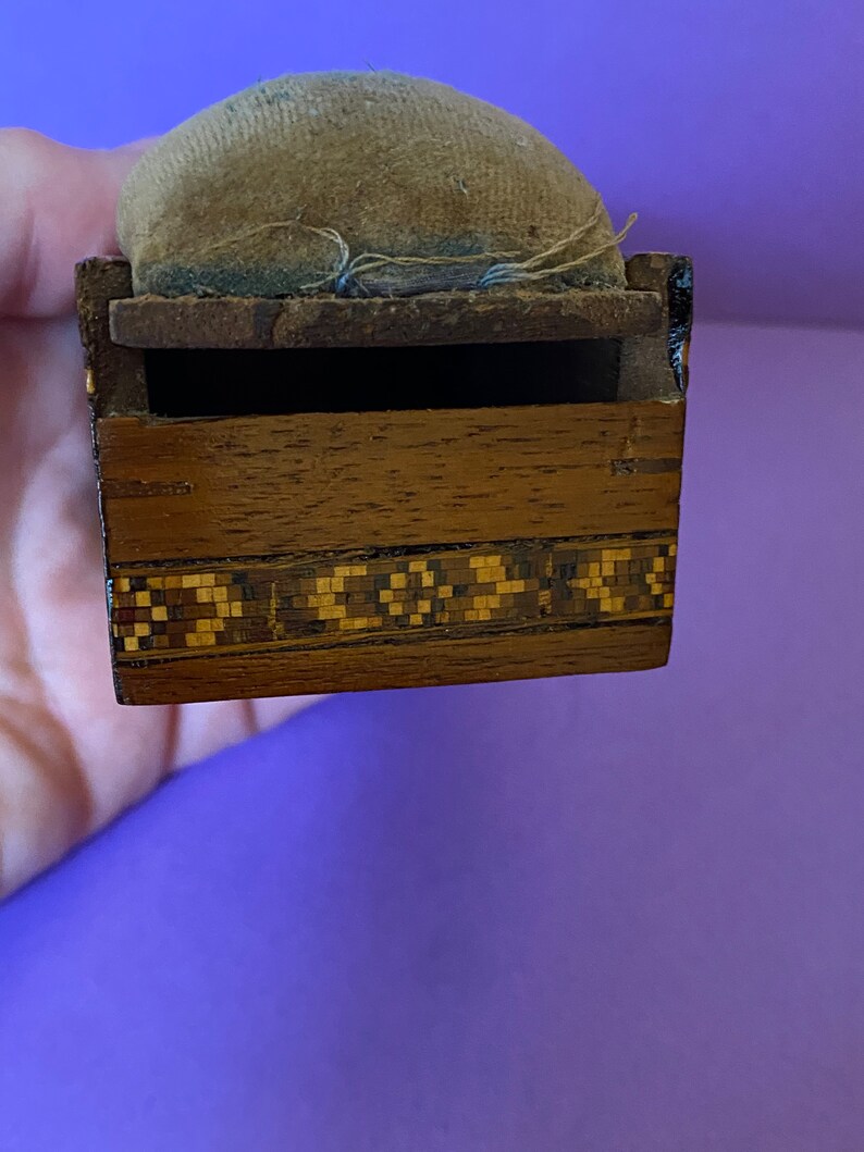 Antique Tunbridgeware Pin Cushion Box at Fault See Photos Etsy