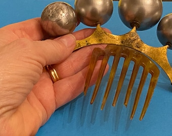 Very rare Victorian gilt metal hinged Peigne Josephine style hair comb