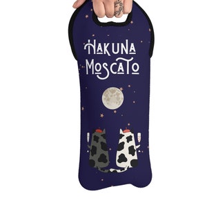 Hakuna Moscato, Parisian Cat, Full Moonlight, wine Tote Wine Lover Gift
