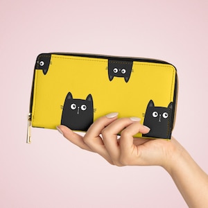 Portefeuille mignon de chat noir, cadeaux utiles pour elle, cadeau d&#39;amant de chat