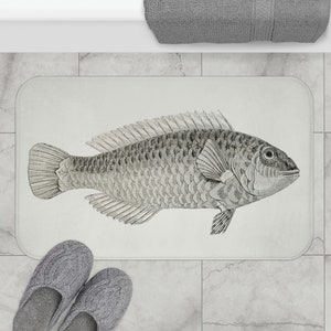 Parrotfish Art, Vintage, Accent Rug. Living Room Rugs, Decorative Rug, Ocean Décor