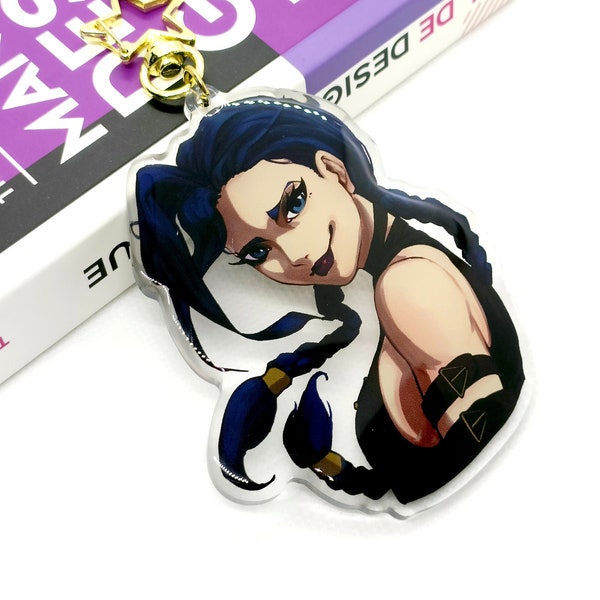 Keychain Jinx ARCANE- Metal Acrylic Plastic Skin League of Legends Arcane Anime Manga Girl Man Video Game piltover zaun