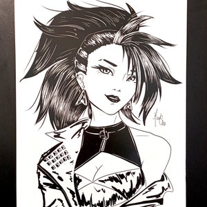 Póster KD/A Akali - Impresión de papel brillante 200g alta calidad A3 League of Legends ilustración mujer hombre