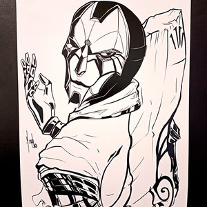 Póster League of Legends Jhin - Papel brillante imprimir 200g alta calidad A3 League of Legends ilustración mujer hombre