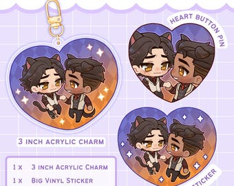PREORDER - ARCANE- JayVik Heart Acrylic Charm Button Pin Photocard Bundle