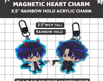 RESTOCK PREORDER- ORV JoongDok 2.5" Magnetic Heart Rainbow Holo Acrylic Charms