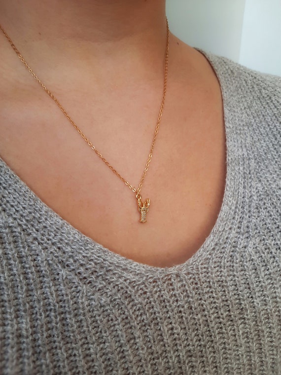 Gold lobster necklace deals