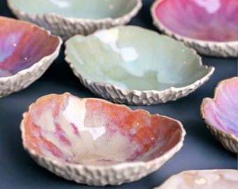 Sea Jewel Collection - Handmade organic shaped small plate - snack, side, dessert, appetizer, jewelry, ring or trinket bowl pottery