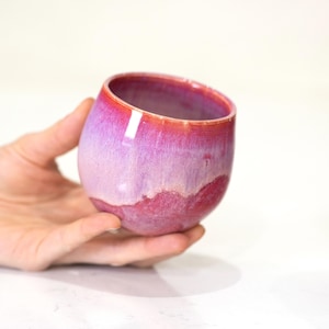 Handcrafted Ceramic Coffee Mug – Wheel Thrown Artisan Pottery Cup : Pink Avalanche